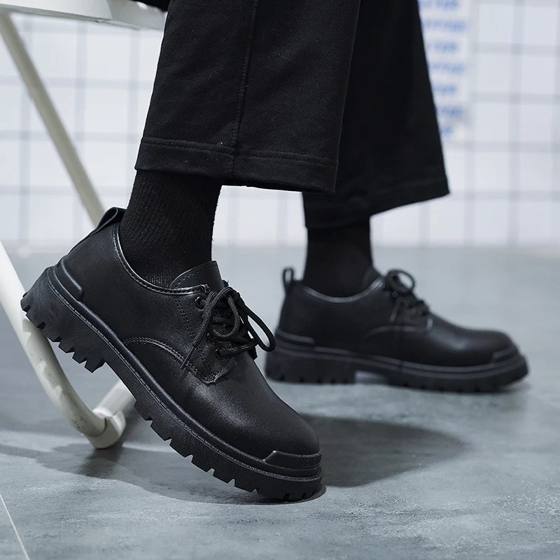 High Quality Adult Hard Sole Lightweight Leather Round Head Design Shoes Black Casual Dress Loafers Shoes Business Men Leather S