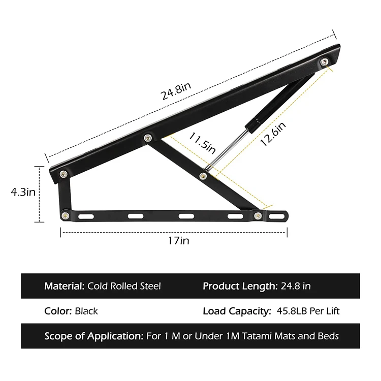 Furniture Hardware Hinge Simple Tatami Box Bed Storage Hydraulic Gas Lift Bed Mechanism Bed Lifter