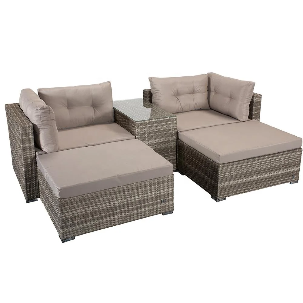 All-weather Wicker 5 Piece Stackable Garden Sofa
