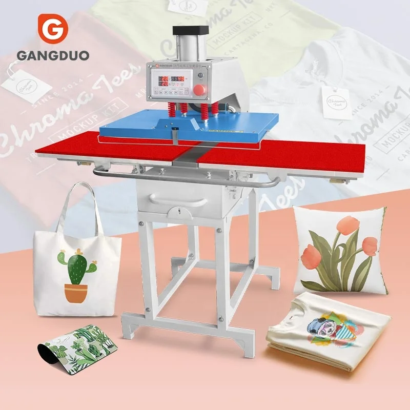 Heat Press Commercial Semi-Automatic Double Station Mini Hydraulic Hot Press Machine for Double T Shirt