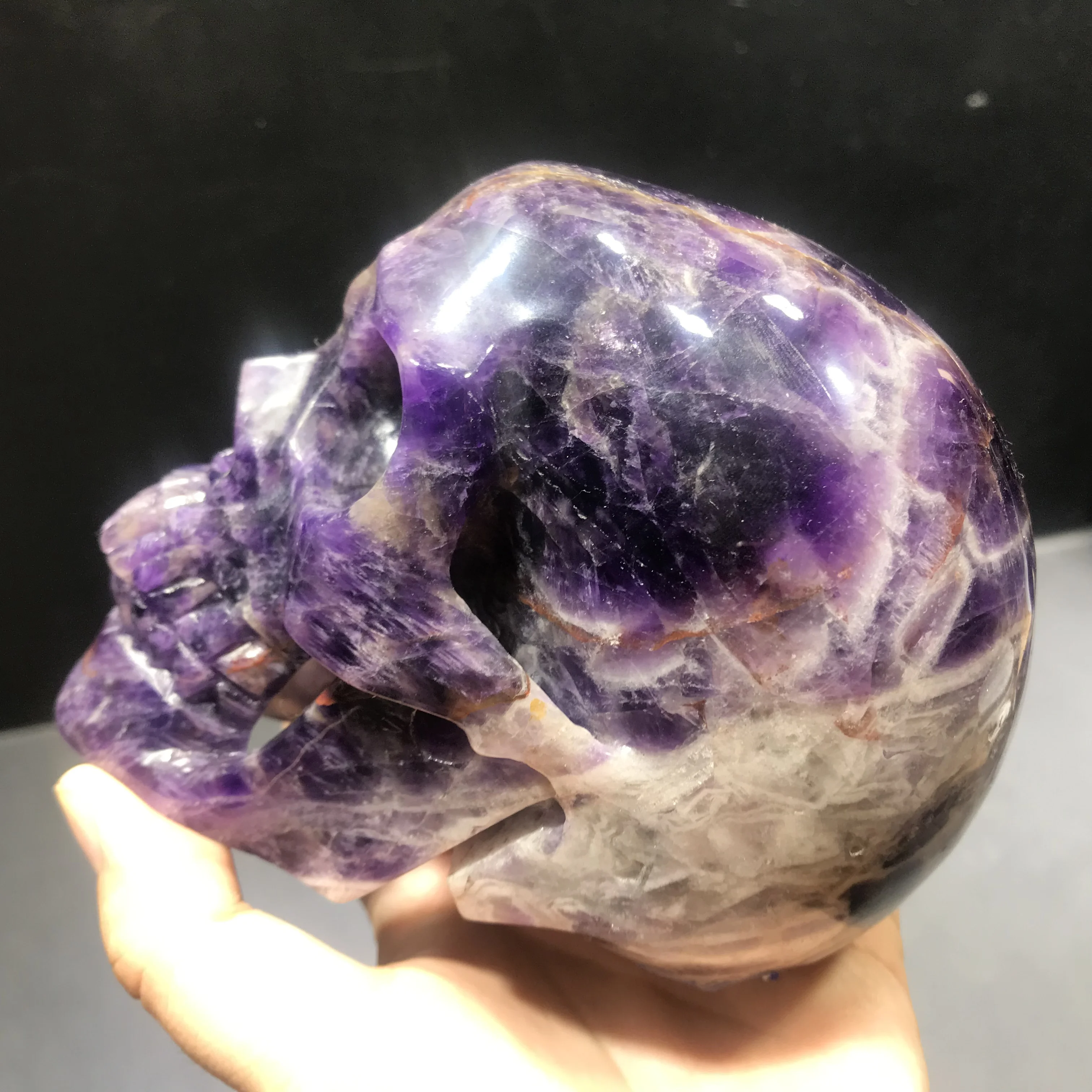 Bulk wholesale cheap  high quality  factory customized hand-carved crystal  quartz dream amethyst skulls for carfts