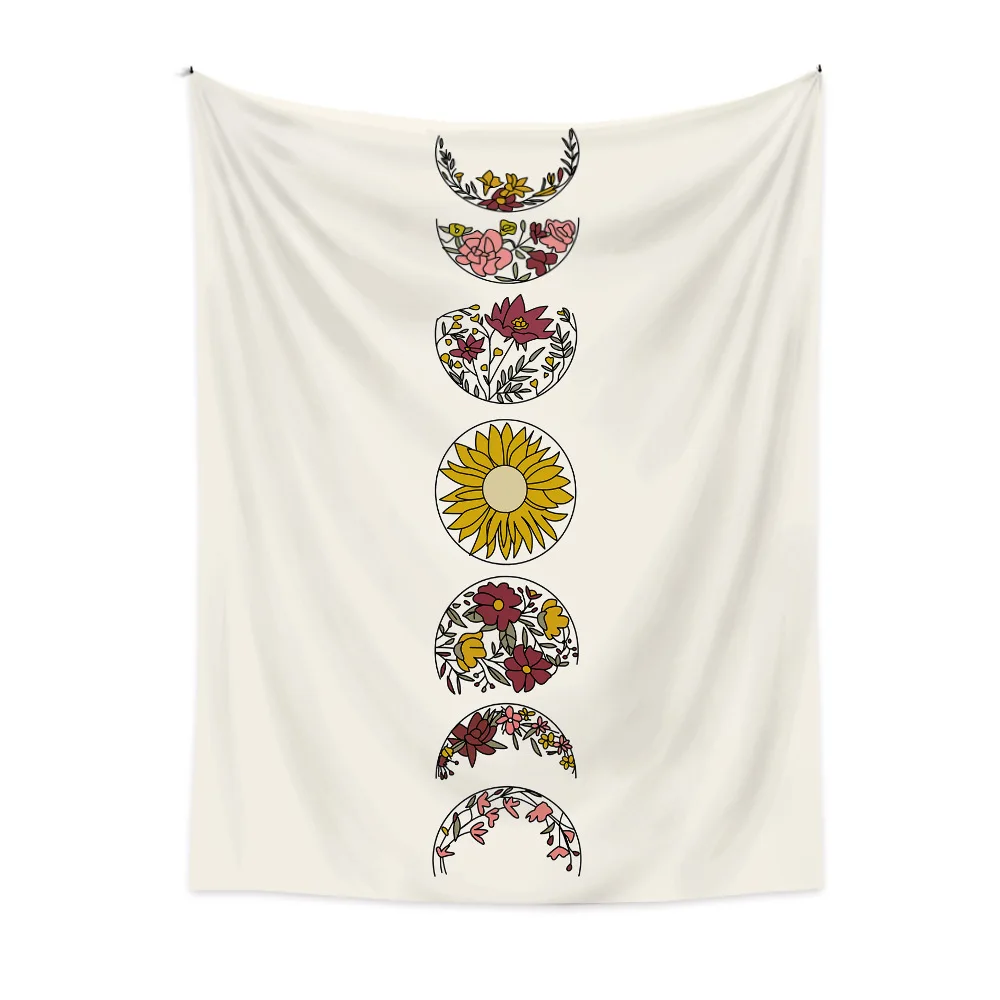 Bohemian Tapestry Ins Room Decoration Hanging Cloth Flower Tapestry Decoration Background Wall Cloth Tapestry Custom