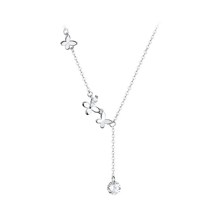 925 sterling silver baguette cz diamond birthstone pendant necklace wholesale Chain Necklace Natural Stone Jewelry women gift