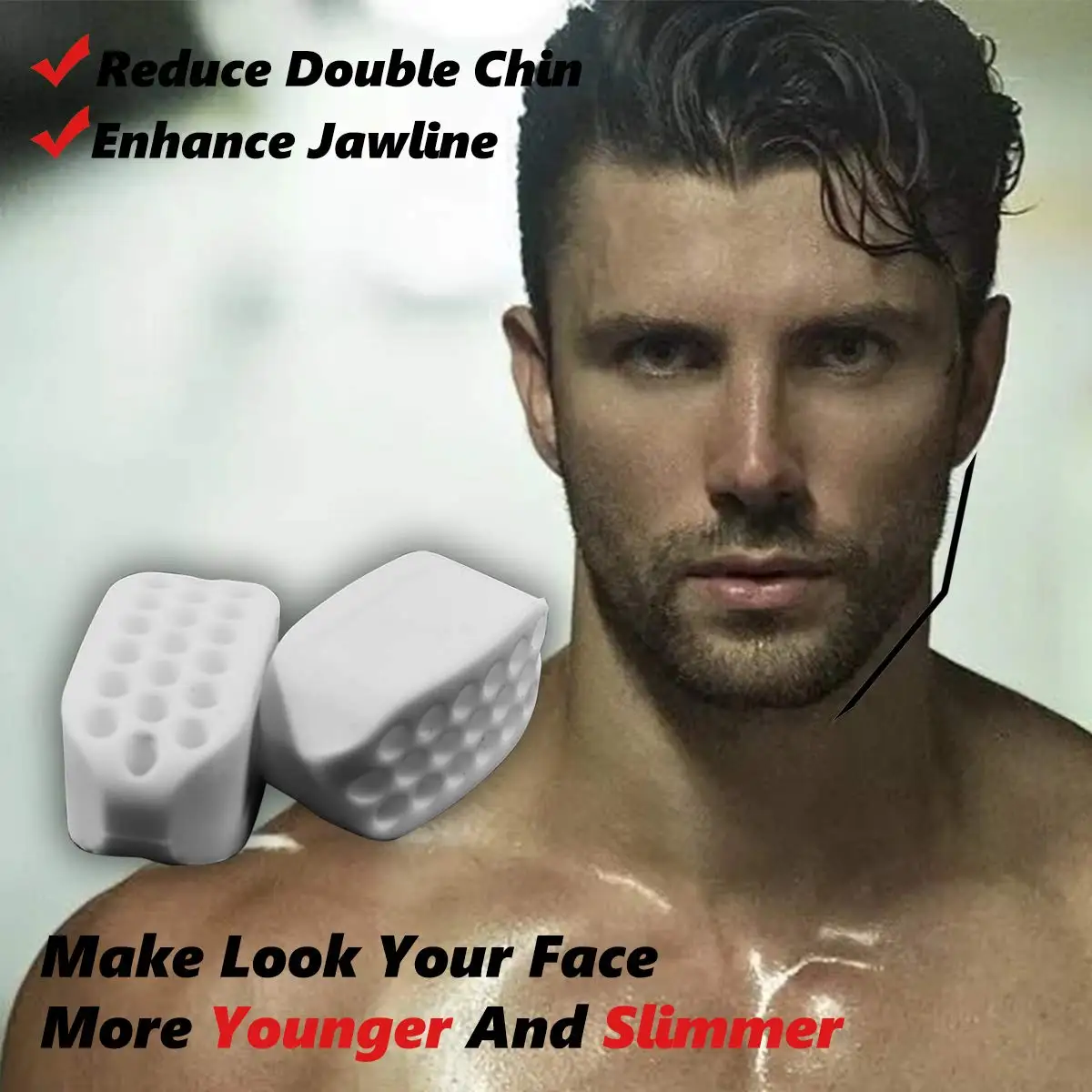 Real Jaw Jawline Exerciser Ball Black White Color Facial Jaw Muscle Toner Fitness Tool Face Exercise