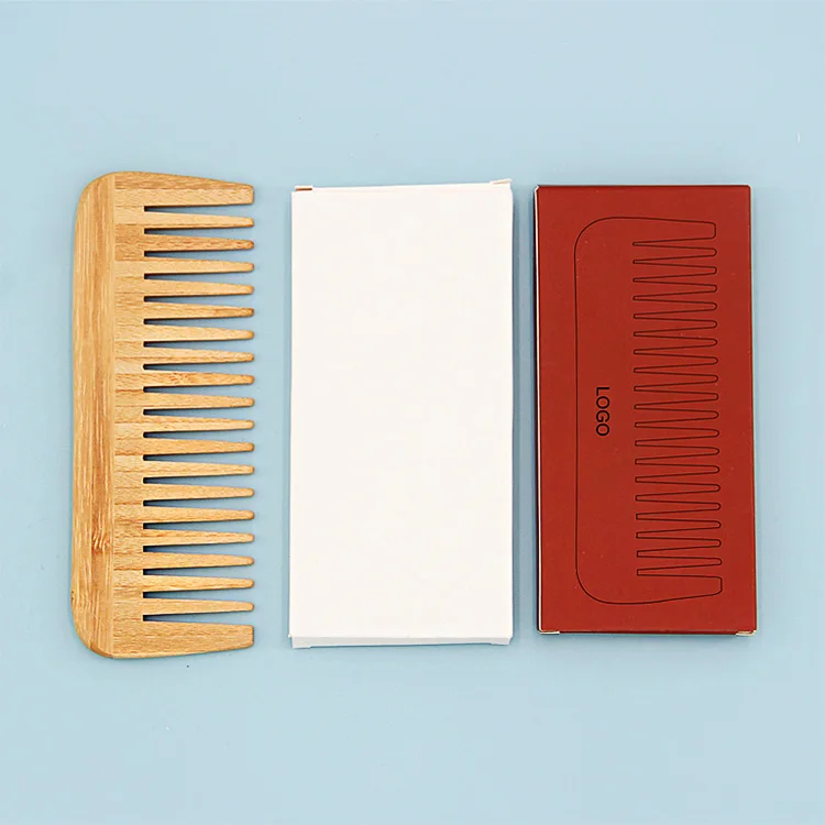 Private Label Wooden Barber Comb Natural Bamboo Custom Logo Hair Brush Dryer Hair Combs Wide Tooth Comb