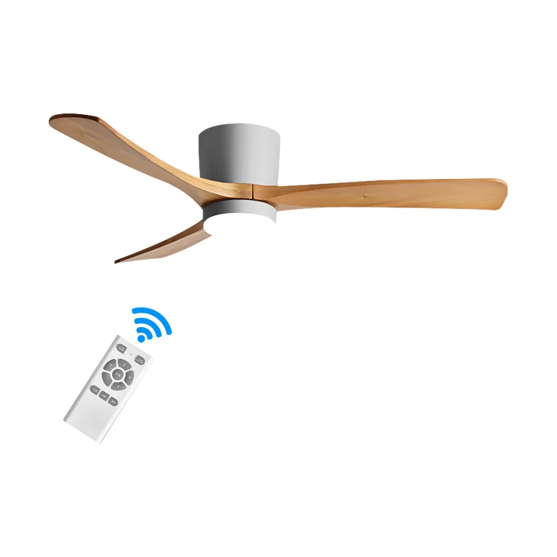 New solid wood blade ceiling fan BLDC electric fan light three-solid remote control 52-inch modern ceiling fan with light