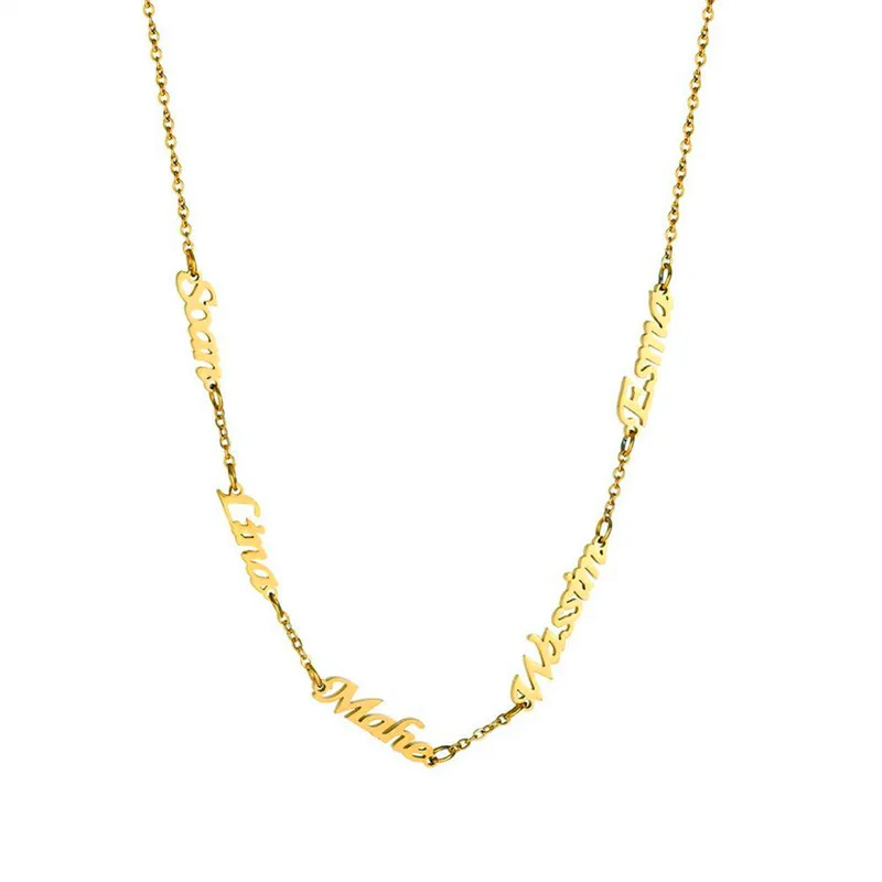 Custom Name Necklace Stainless Steel Personalized Multiple Name Necklace For Women