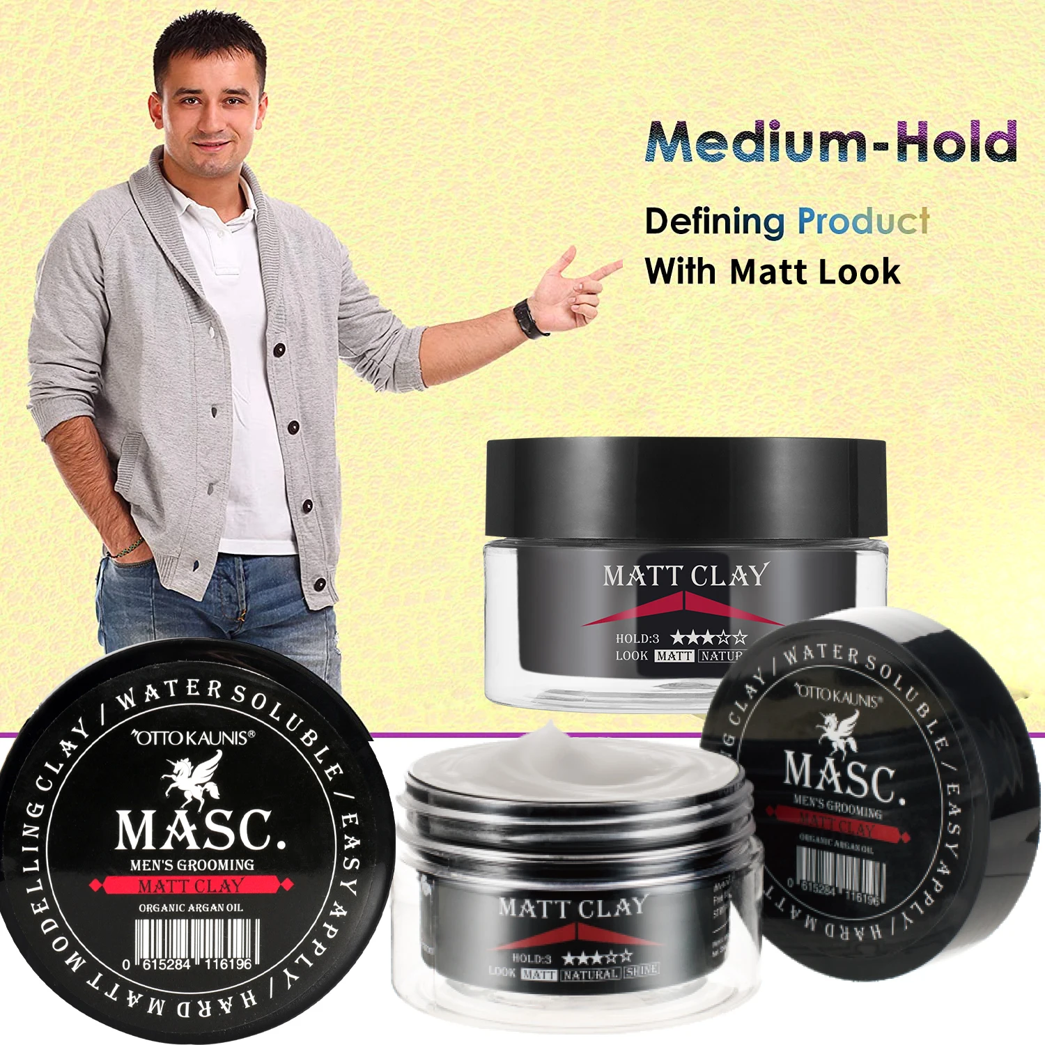 Water based mens hair clay private label oem matte hair styling clay strong hold matte clay