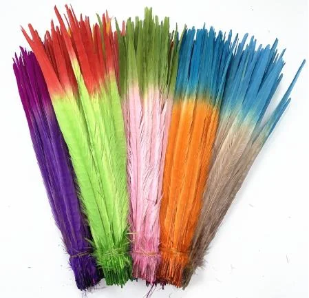Top Selling Bleached and Dyed Orange Ringneck Pheasant Tail Feathers for Carnival Decoration