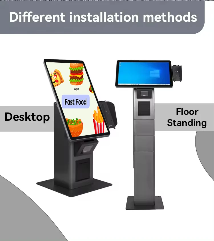 rfid card reader kiosk floor standing pos terminal system window android restaurant self service food ordering kiosk