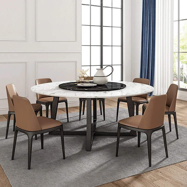 Wholesale Fashion Dinning Modern Minimalist Sintered Stone Top Dining Table Dinner Home High Quality Wooden Round Dining Table