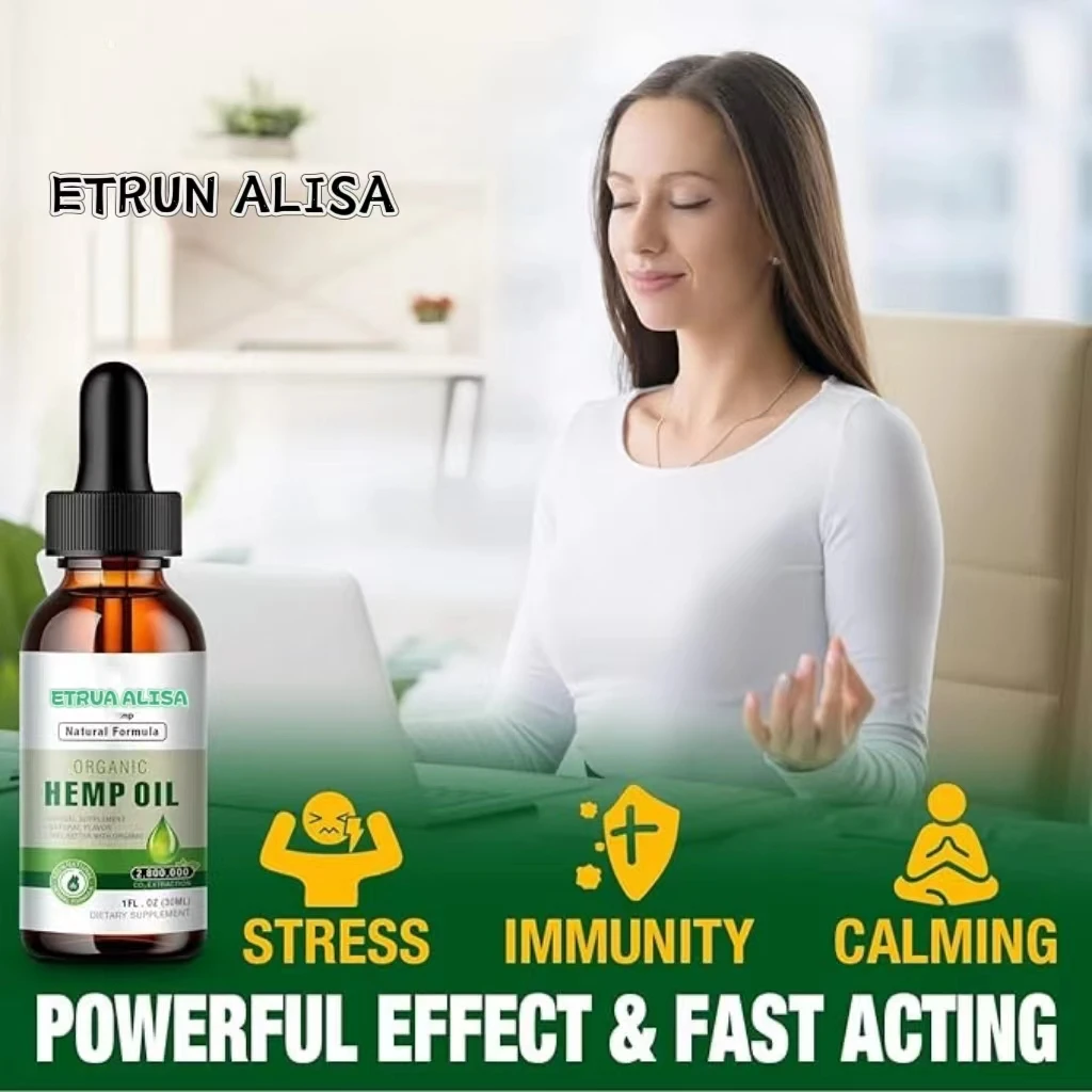ETRUN ALISA Hemp Oil privatelabel 100% Pure Organic Promote Healthier Skin Cold Pressed  Extract