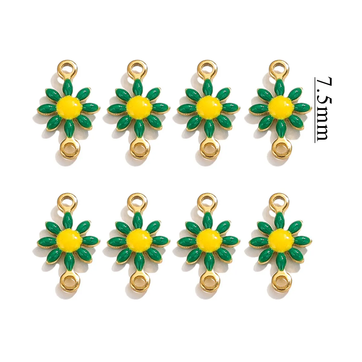 Vacuum Gold Plated Stainless Steel Small Dripping Oil Daisy Flower Charm for DIY Jewelry