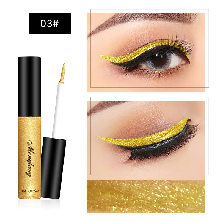 Private Label Liquid Glitter Metallic Eye Shadow Shining Liquid Eyeshadow Quick-dry Eye Liner Makeup Beauty Tools