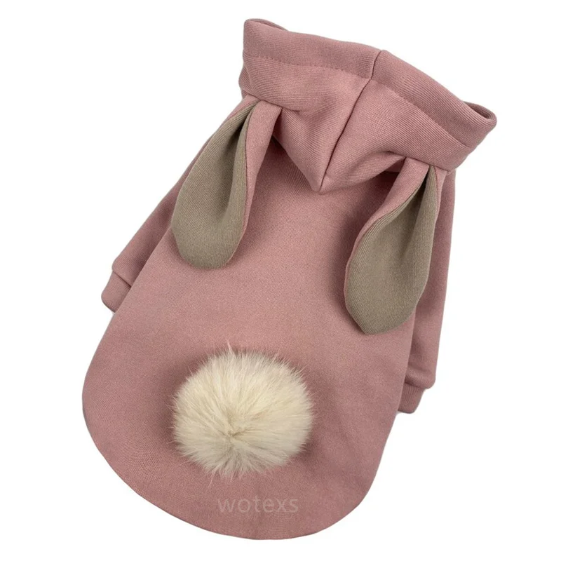 PT316  Hot sale Pet Winter Autumn cotton Hoodie rabbit ears Bull Dog hoodies Dog coat Warm Thickness Back ball