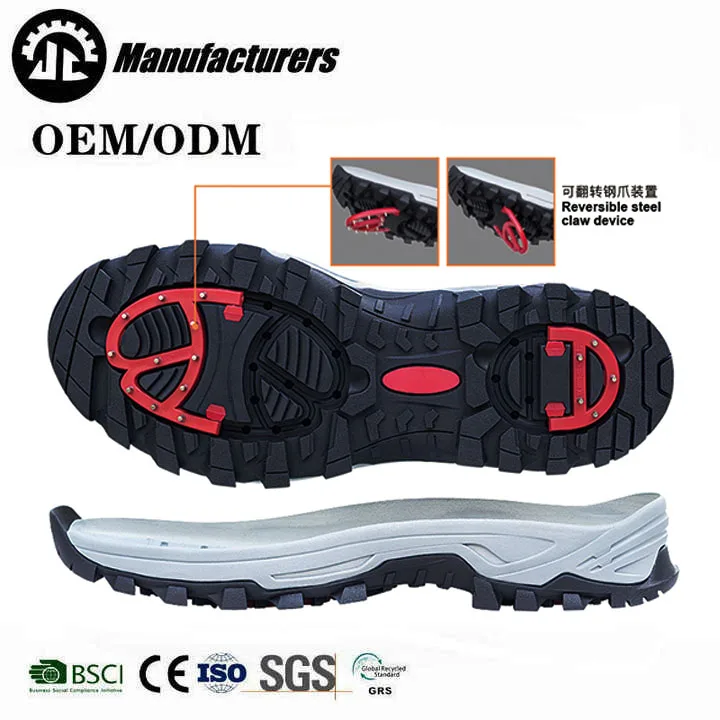 New technology outdoor ice non-slip sole TPU steel nails + rubber +EVA combination outsole wholesale