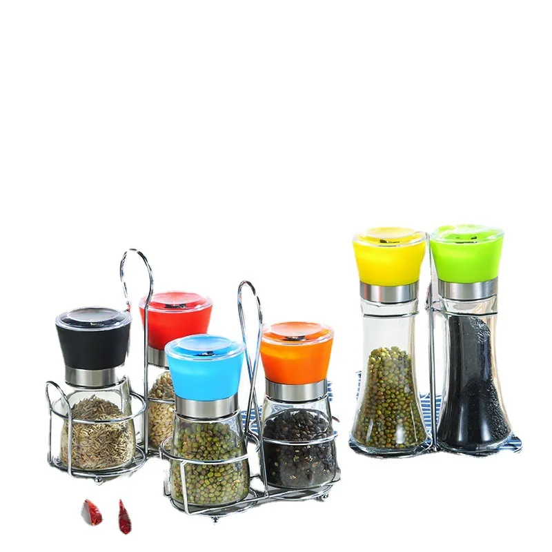 Factory wholesale cheap small hand grinder made of glass portable grinder home black pepper grinder