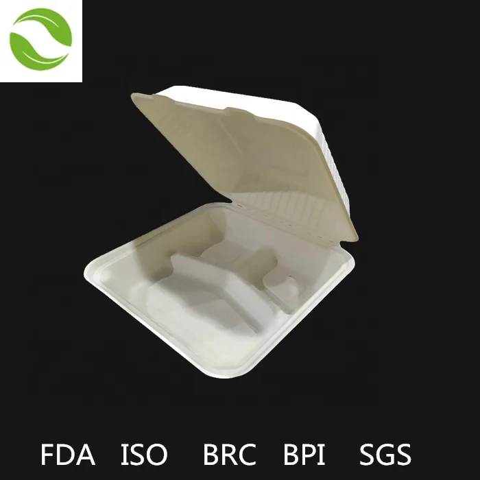 Paper Box Compostable lunch box biodegradable sugarcane paper pulp tableware
