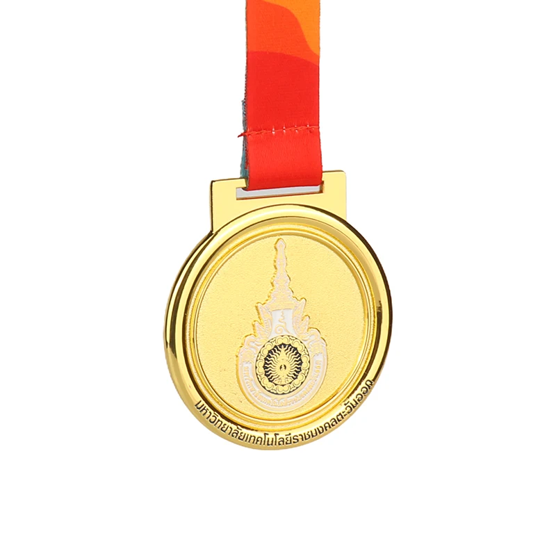 Custom Metal Gold Ribbon Sport Trophies Medals Award Football Run Race Taekwondo Soccer Casting Technique Blank Medals Medales