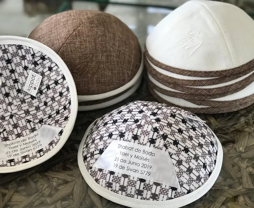 Hand Knitted Crocheted Wholesale Kippah Linen Men Women kippah Hat Jewish Linen Deluxe Jewish Kippah Yarmulke Kippot