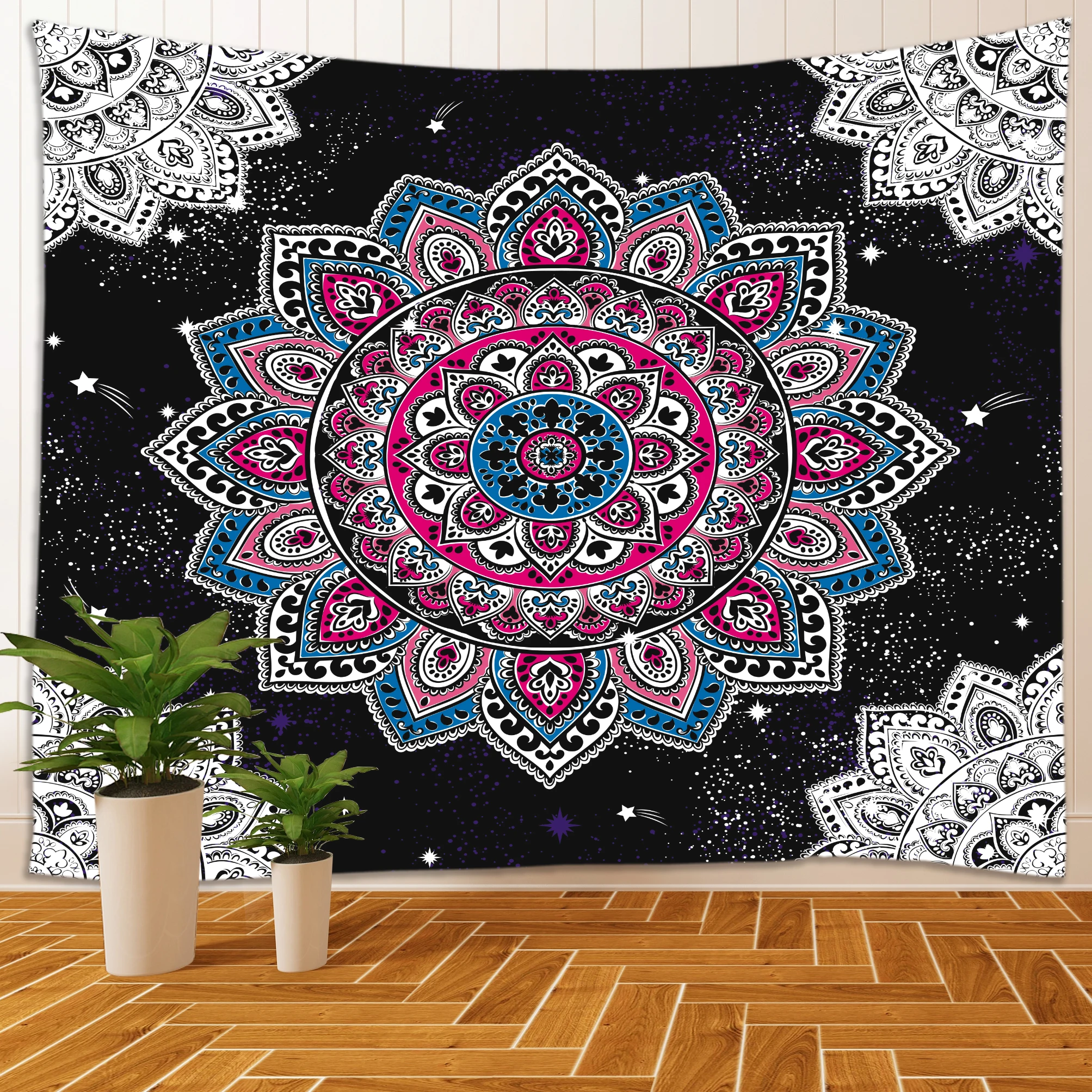 
Sun and Moon Tapestry Burning Sun with Star Tapestry Black and White Mystic Tapestry Wall Hangings 