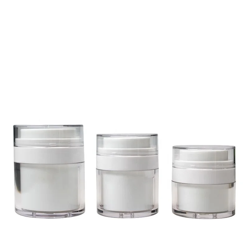 Customized 15g 30g 50g Acrylic Face Cream Jar Airless Luxury Pump Plastic Bottle Empty Pressing Vacuum Cosmetic Bottle