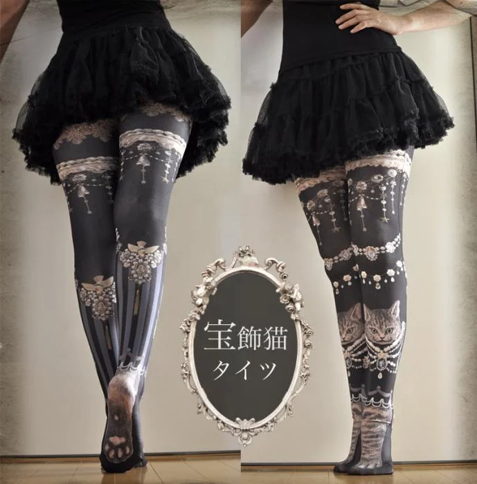 Japanese Cat Velvet Hook Proof Panties Stockings Leggings For Women