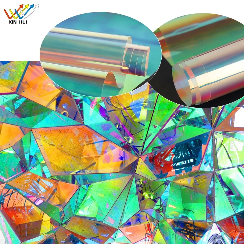 1.38x30M 2Mil PET Material Rainbow Colors Smart Safety Mall Hotel Office Building Decoration Glass Window Tinted Film