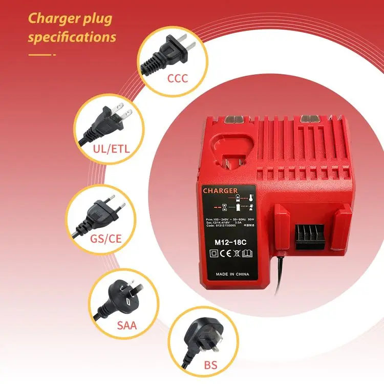 Factory direct M12-18C 12V-18V Charger Replacement Battery for Milwaukee M12