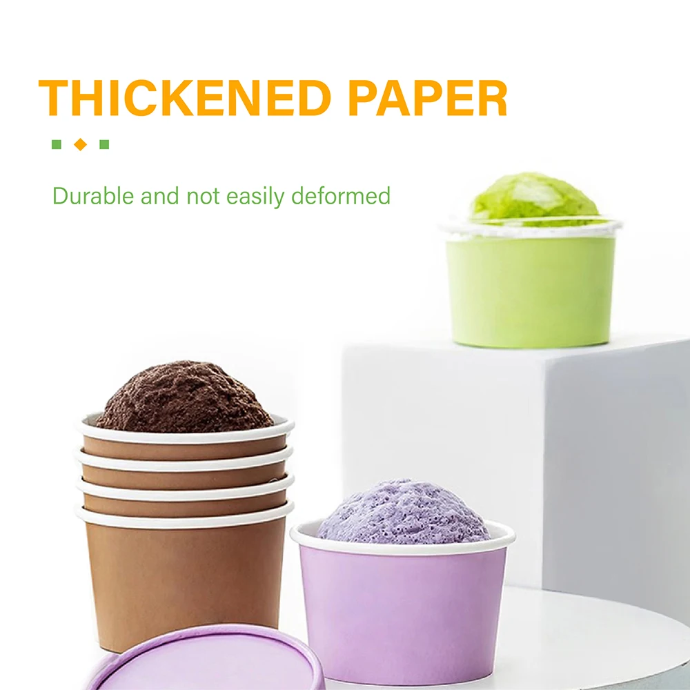ZJPACK Disposable ice cream cups with lids 16 oz paper frozen dessert ice cream container cup with lid ice cream packaging