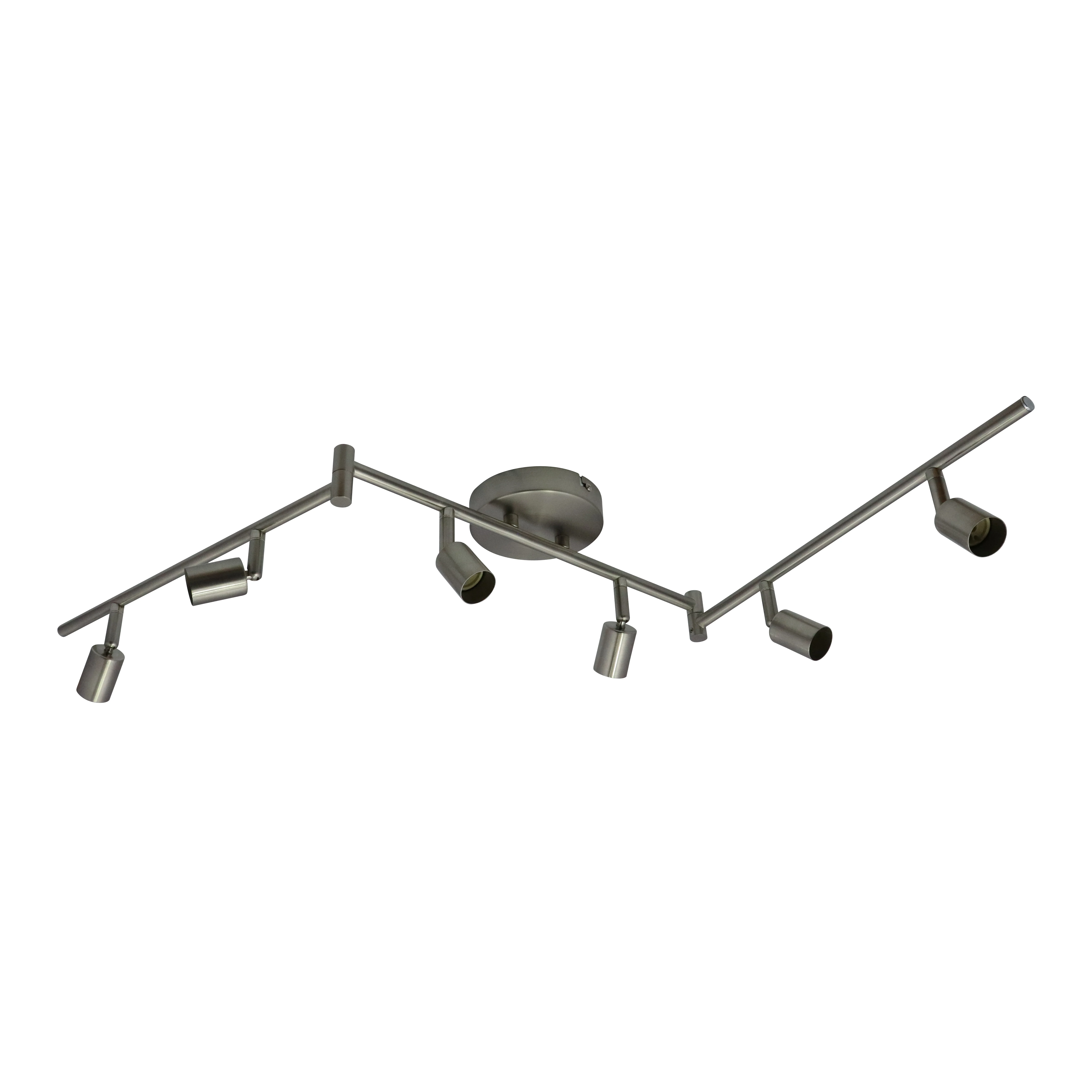How Bright 6-Light LED Track Lighting Kit Flexibly Rotatable Light Heads 6 Way Ceiling Spotlight Matt Nickel
