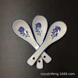 Classical Hand-painted Small Porcelain Chinese Soup Blue And White Ceramic Spoon