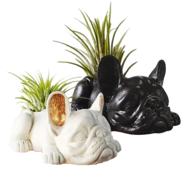 Custom Concrete French Bulldog Planter Mini Bulldog Flower Plant Pots Dog Succulent Pot Animal Planter Home Decor
