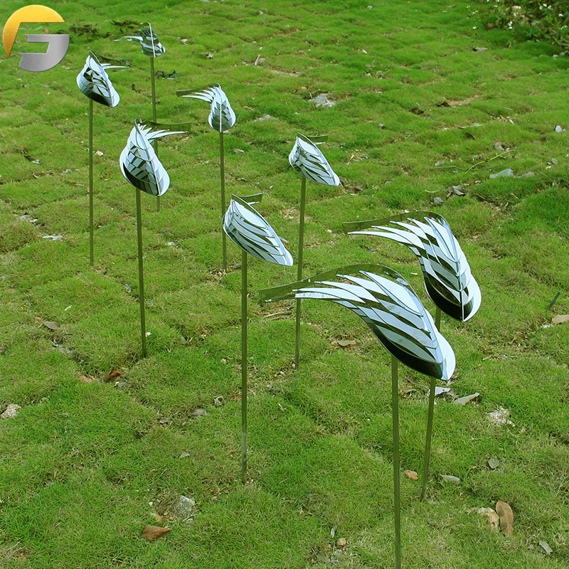 ZE03857 Custom Design Polished Stainless Steel Metal Garden Flowers Statues Sculpture For Sale stainless steel fish sculpture