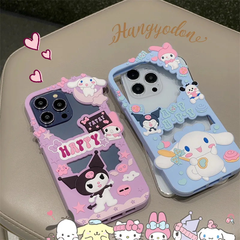 DL22310 3D Cartoon Soft Silicone Phone Cases For i14promax i13 i12 Mobile Cover Cute Pink Girl