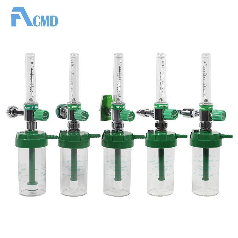High Accuracy Medical Oxygen Regulators Portable Acrylic Air Flow Meter With Humidifier and Flowmeter