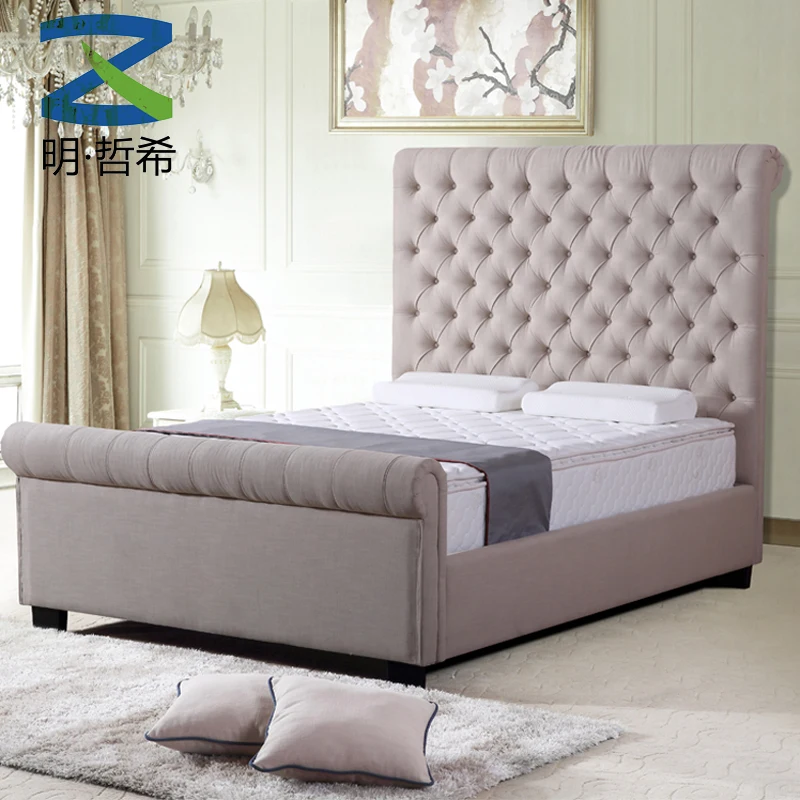 Modern solid wood feet super king size upholstered bed bedroom furniture set
