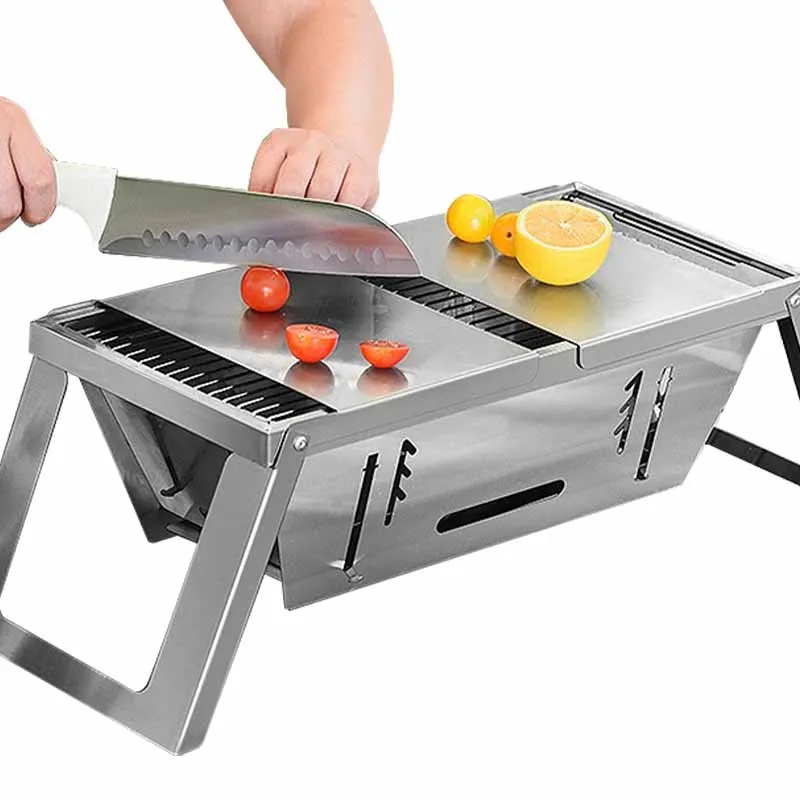 Foldable Outdoor Stainless Steel Camping Portable Barbecue Grill BBQ Grills Barbecue Set