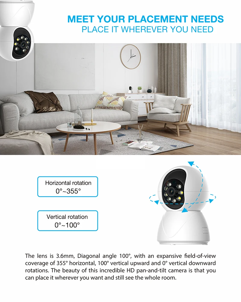 2MP home security wireless IP Baby Monitor with Two-way Talk motion detection wifi pet camera