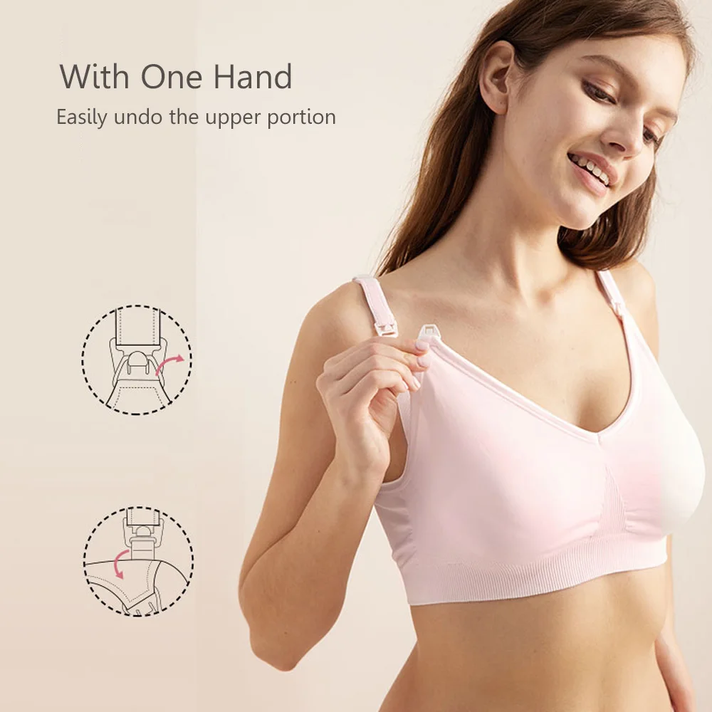 Sunveno Nursing Breastfeeding Bra Maternity Underwear Oversize Seamless Bra Comfort Stretch Fabric Bra Pregnancy Clothes