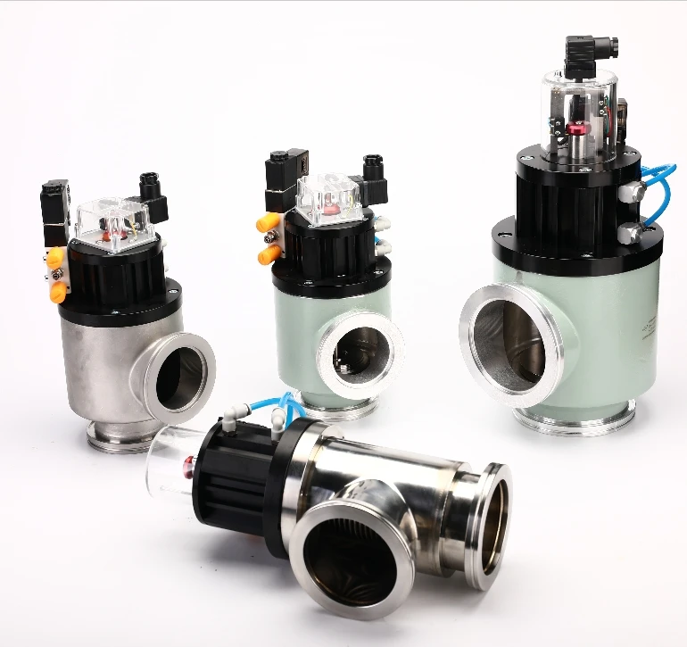 Bellows-Sealed Right-Angle Valves High Vacuum Baffle Angle Valve ISO-K Standard DN63-DN160 Size Electro-Pneumatically Valve