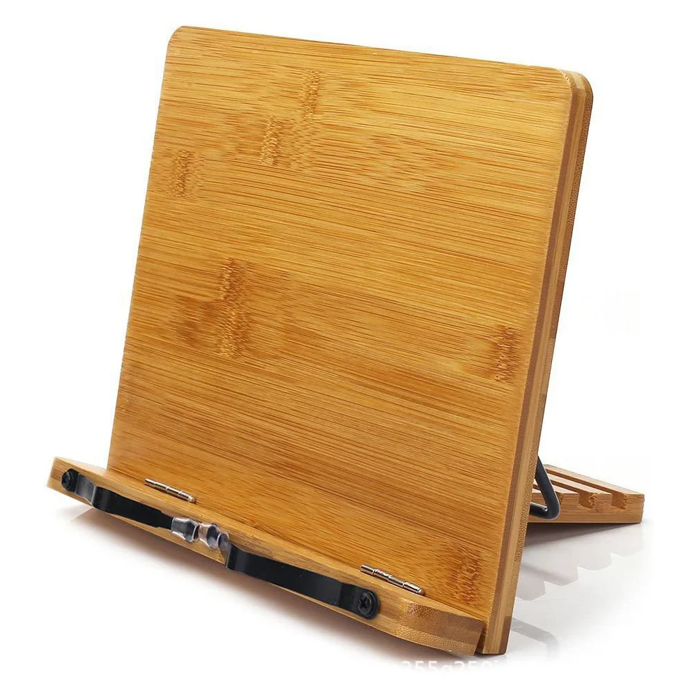 Bamboo Book Stand Adjustable Book Holder Tray Sturdy Lightweight Bookstand