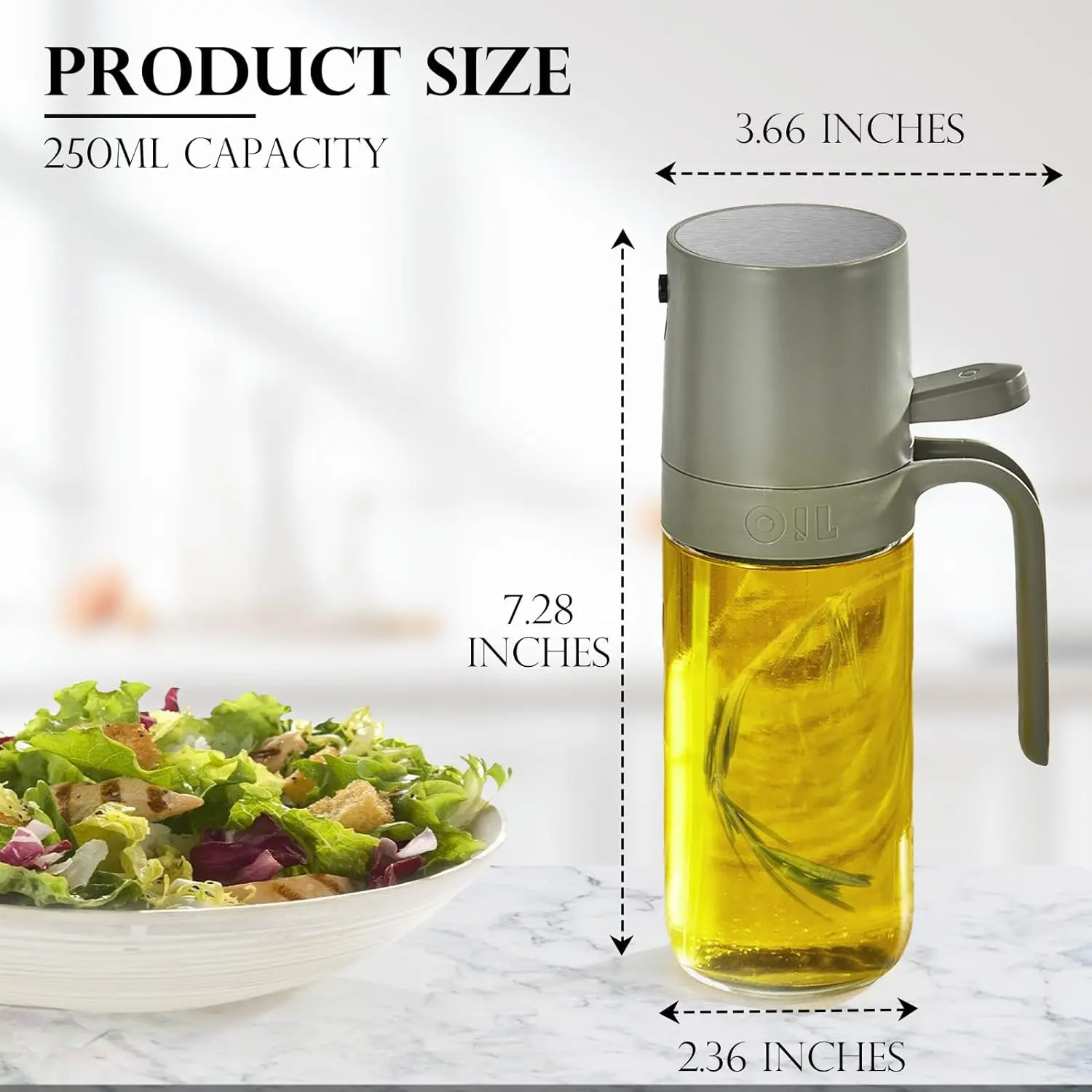 Yongli 250ml/8.3oz Versatile Cooking Oil Sprayer Olive Oil Spray Bottle for Air Fryer Salad Kitchen Use