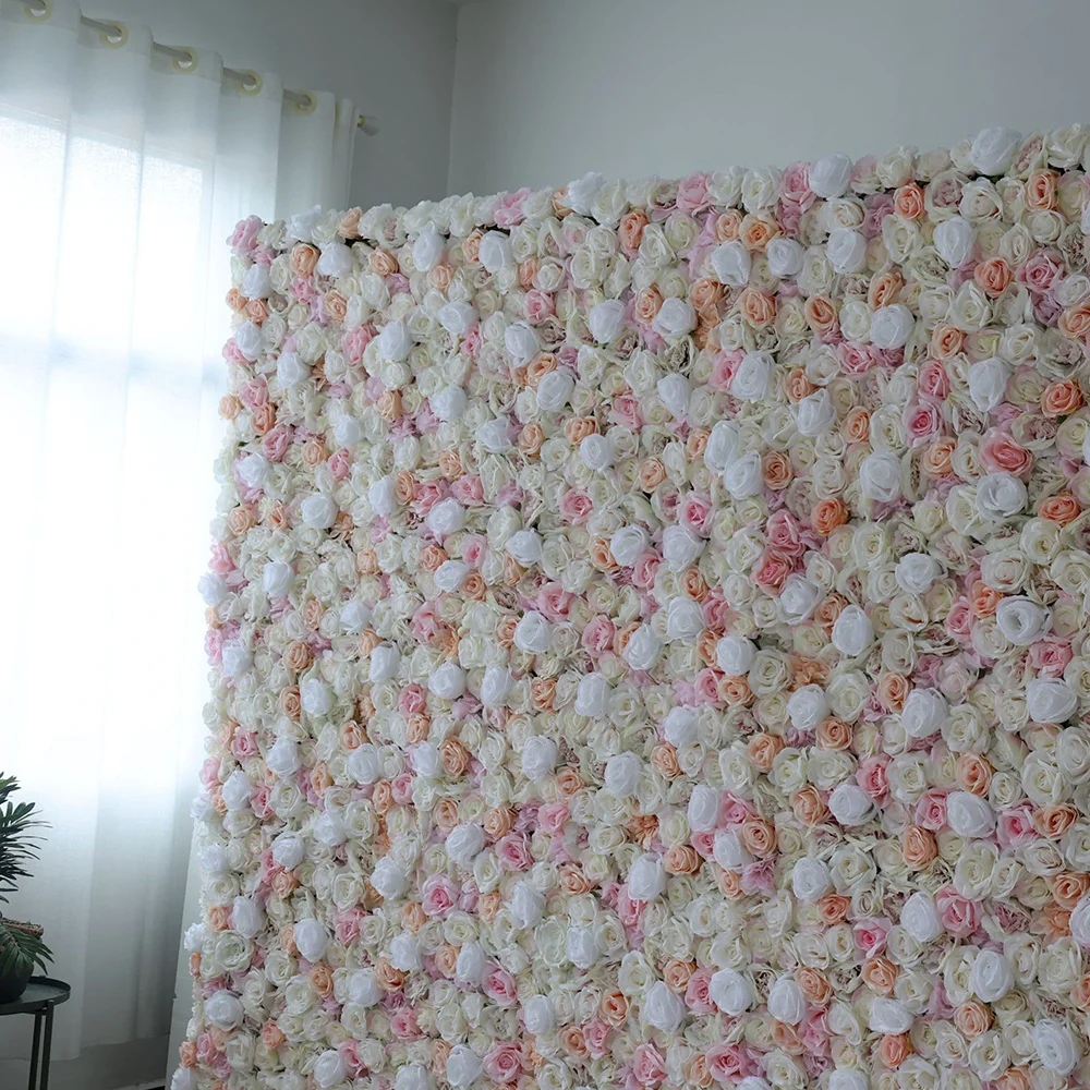 Custom 120*240cm roses peonies artificial silk flower wall panel for banquet event decoration
