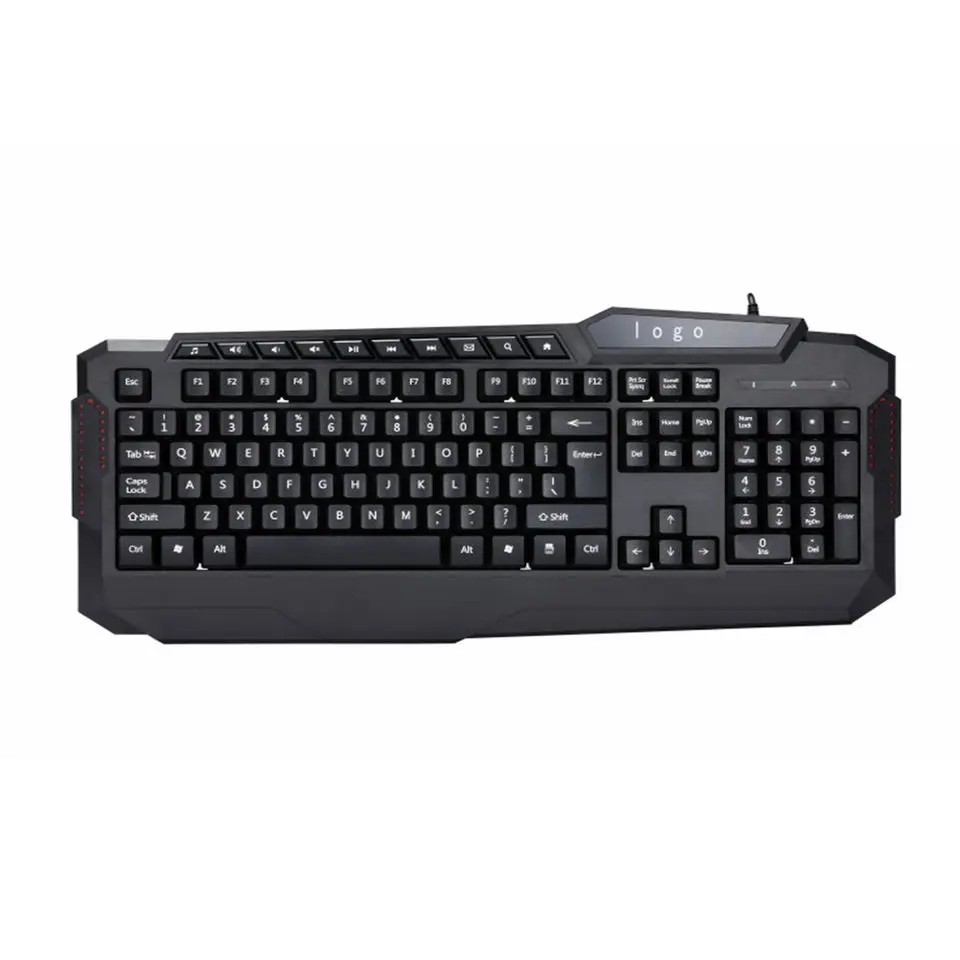 high quality Radium engraving of transparent characters gaming keyboard with 10 multimedia keys