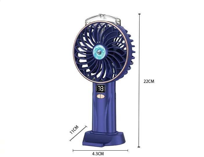Hand held spray fan portable charging desktop office small fan Digital display screen mini fan