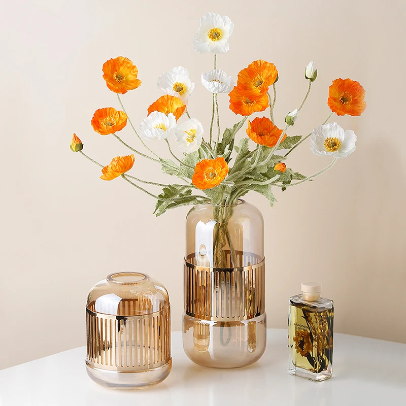 Light Luxury Crystal Flower Vase Home Decoration Wedding Table Clear Europe Amber Vase Decors  Flower Arrangement Vase