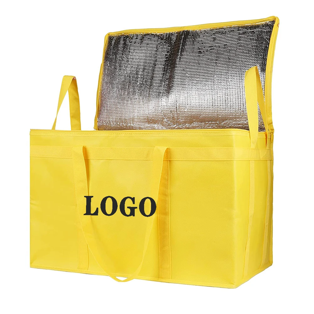 Insulated reusable shopping with zipper topper insulated food bag Soft ice bag beach cooler bag