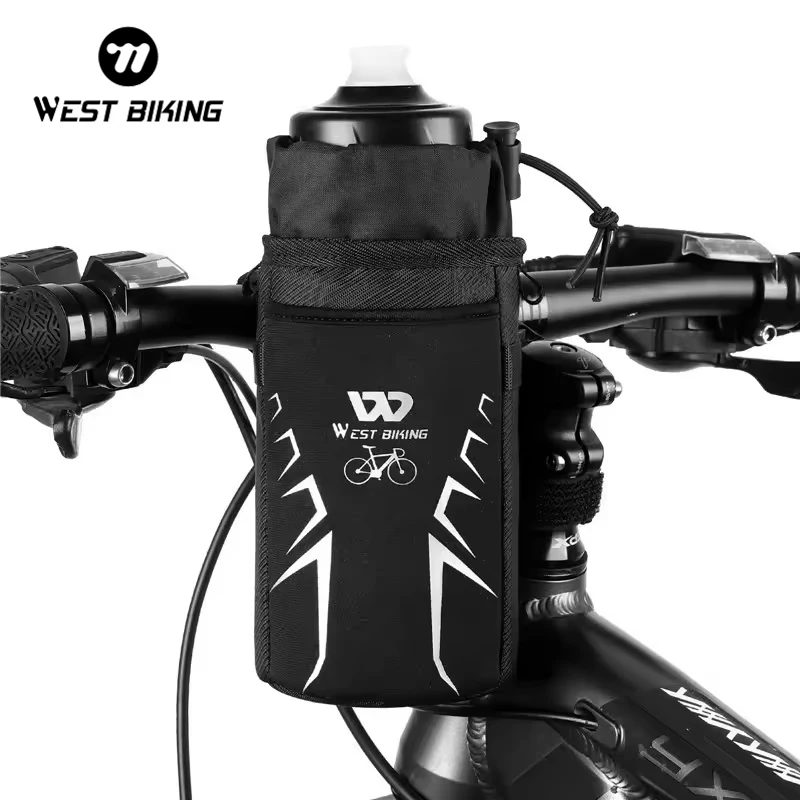 WEST BIKING Bike Handlebar Water Bottle Package Bag Cycling Front Frame Pannier Bag With Shoulder Strap Cycling Handle Bar Bag