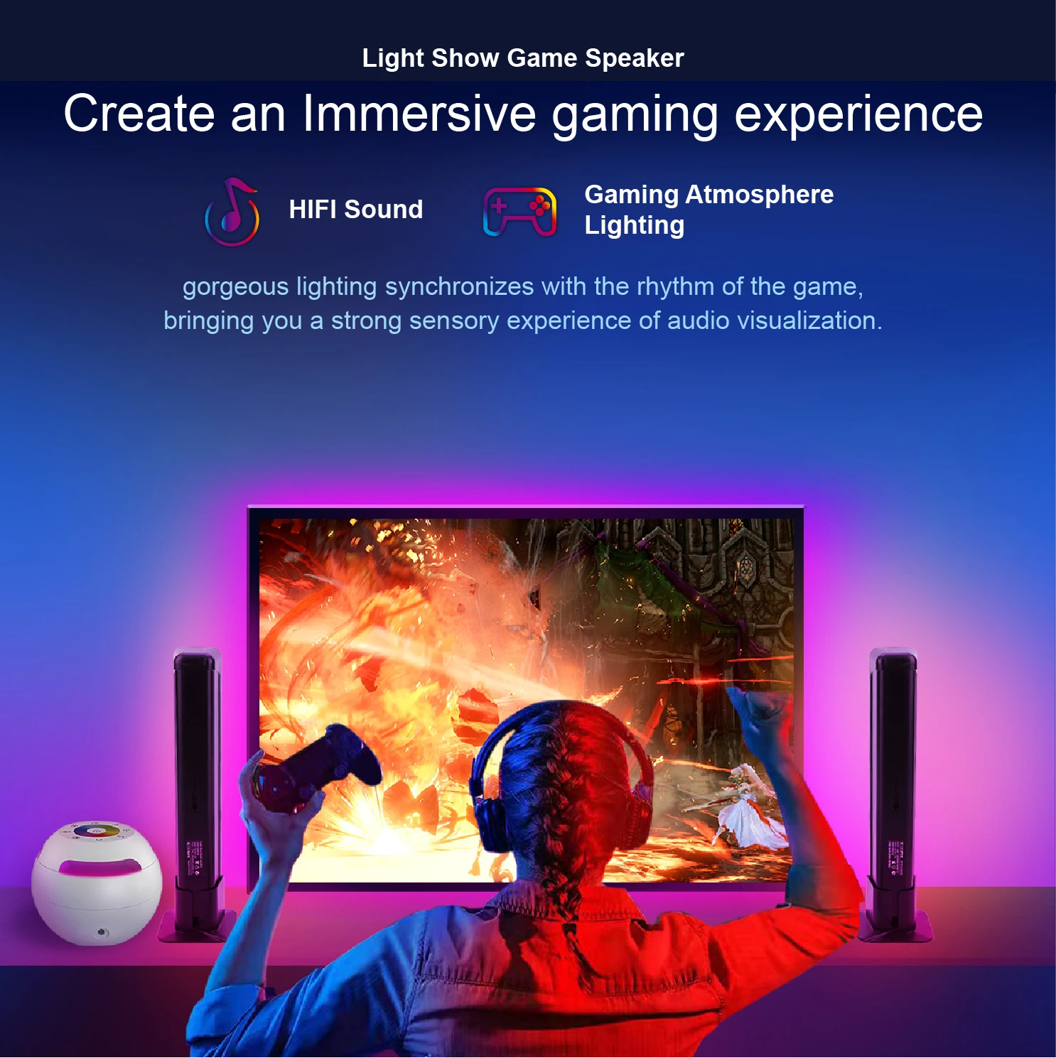 Smart RGB Pickup Music Rhythm Light Bar Wireless Sound Activated LED Ambiance Light Bar